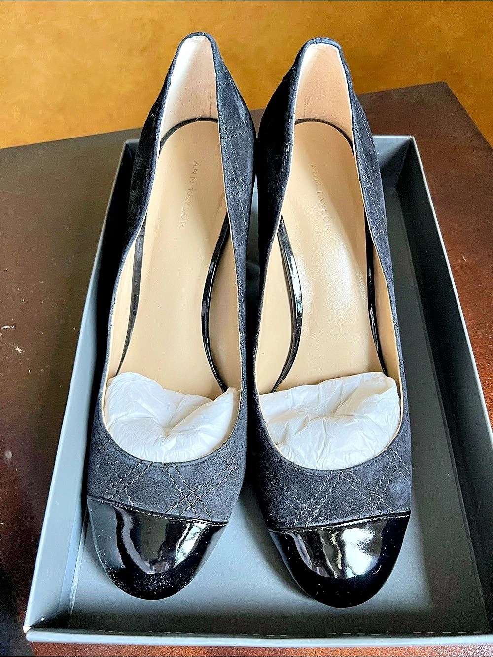 Ann Taylor Peep-Toe Platform Pumps Black US 9